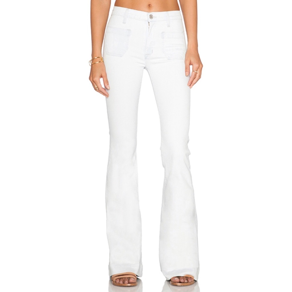 Hudson White High Waisted Taylor Flare Jeans